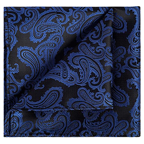KissTies Mens Extra Long Tie Set: Navy Blue Paisley Necktie + Hanky + Gift Box (63'' XL) - Image 5