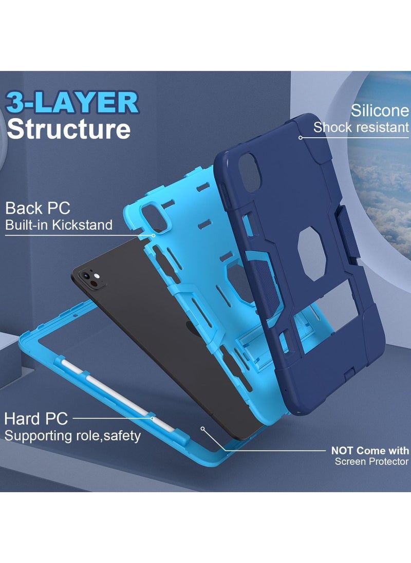Case for iPad Pro 11-Inch 2024 Case with Pencil Holder, Heavy Duty Shockproof Rugged iPad Case, Tablet Protective Cover