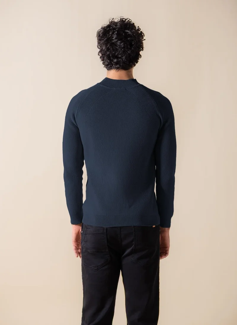 SHAPES TEXTURED MOCK-NECK SWEATER