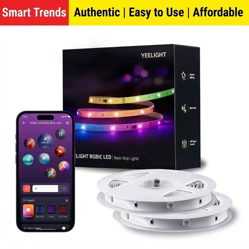 يلايت 【Yeelight】شريط إضاءة LED ذكي متعدد الألوان RGBIC من يلايت مع تأثيرات ديناميكية متزامنة مع الموسيقى للألعاب والأجواء - Image 2