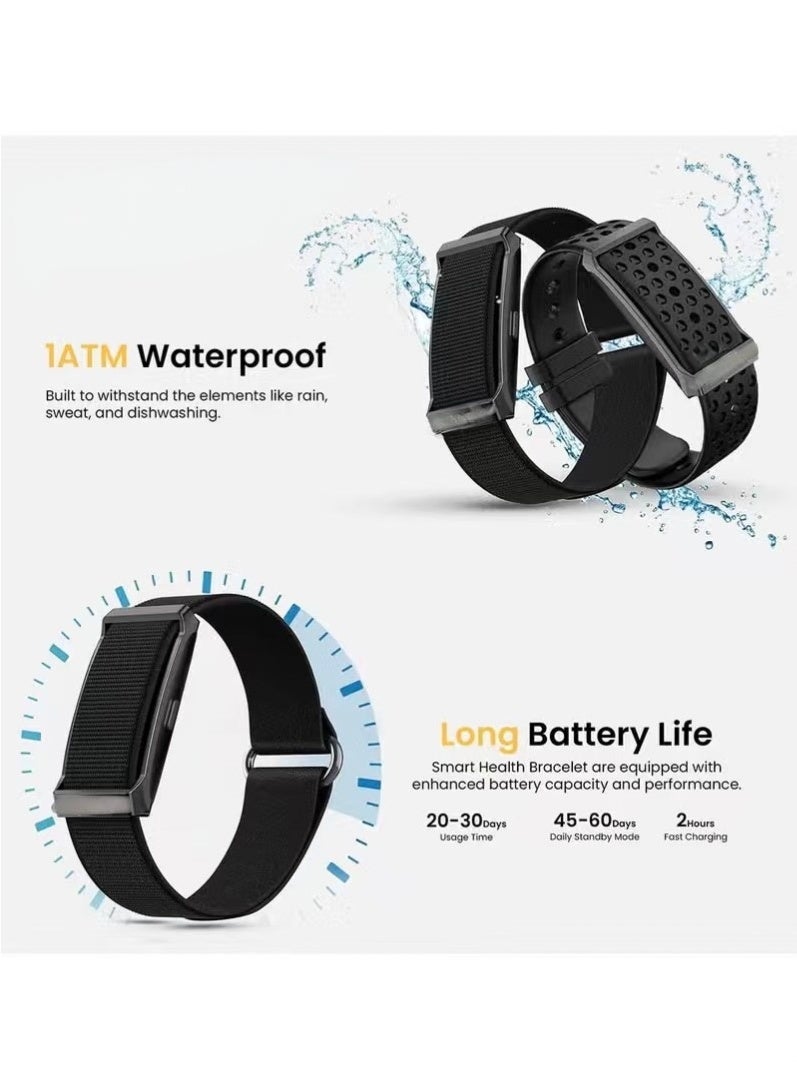 DeHuCg Fitness tracking wristband Health & fitness wearable – All-day activity tracker with sleep monitoring, supported by an app – Battery life over 15 days, black version - Image 5