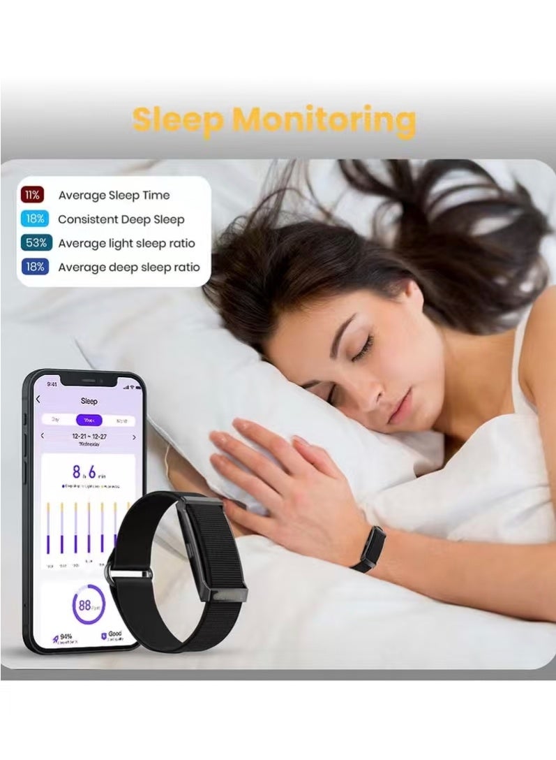 DeHuCg Fitness tracking wristband Health & fitness wearable – All-day activity tracker with sleep monitoring, supported by an app – Battery life over 15 days, black version - Image 4