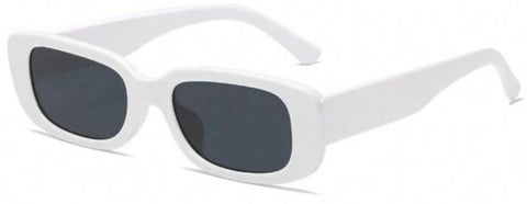 Small irregular rectangular sunglasses for UV protection - white