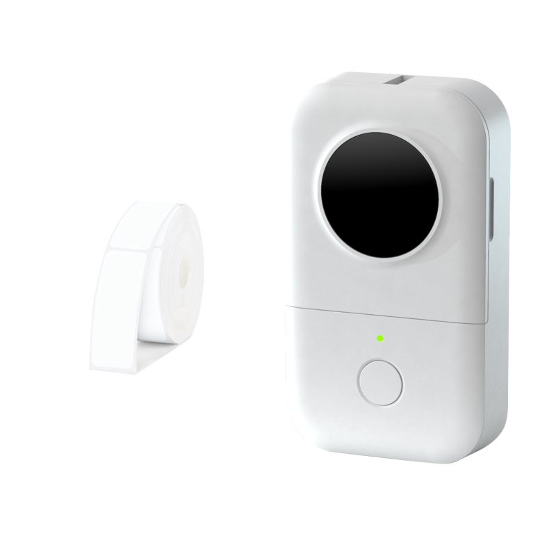 Label Printer: 1pc White Label Roll, Inkless 203DPI Print, Portable Mobile Printer - BT Connected for iOS Android, Mini Pocket Printer for Home Office Study Journal Storage - Image 1