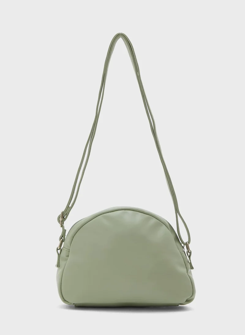 Ginger Ruched Half Circle Crossbody Bag