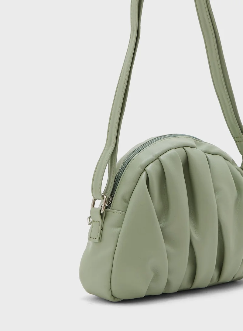 Ginger Ruched Half Circle Crossbody Bag