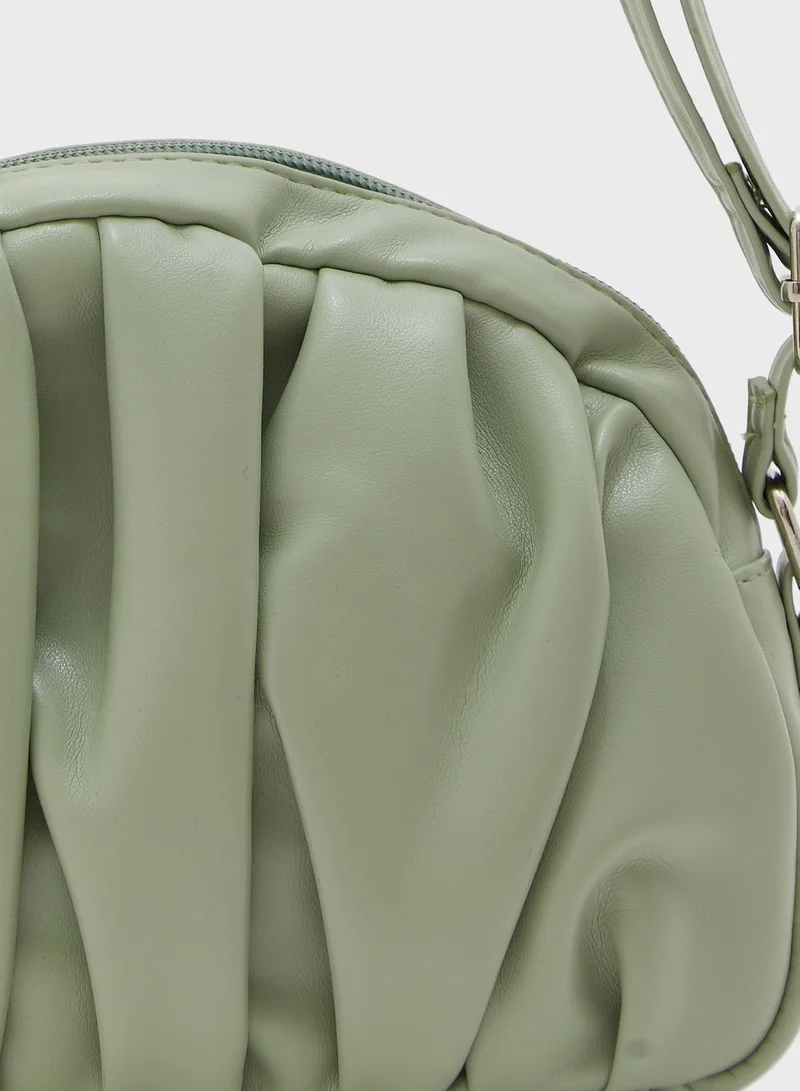 Ginger Ruched Half Circle Crossbody Bag