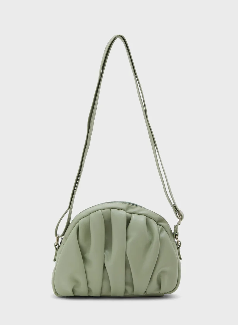 Ginger Ruched Half Circle Crossbody Bag
