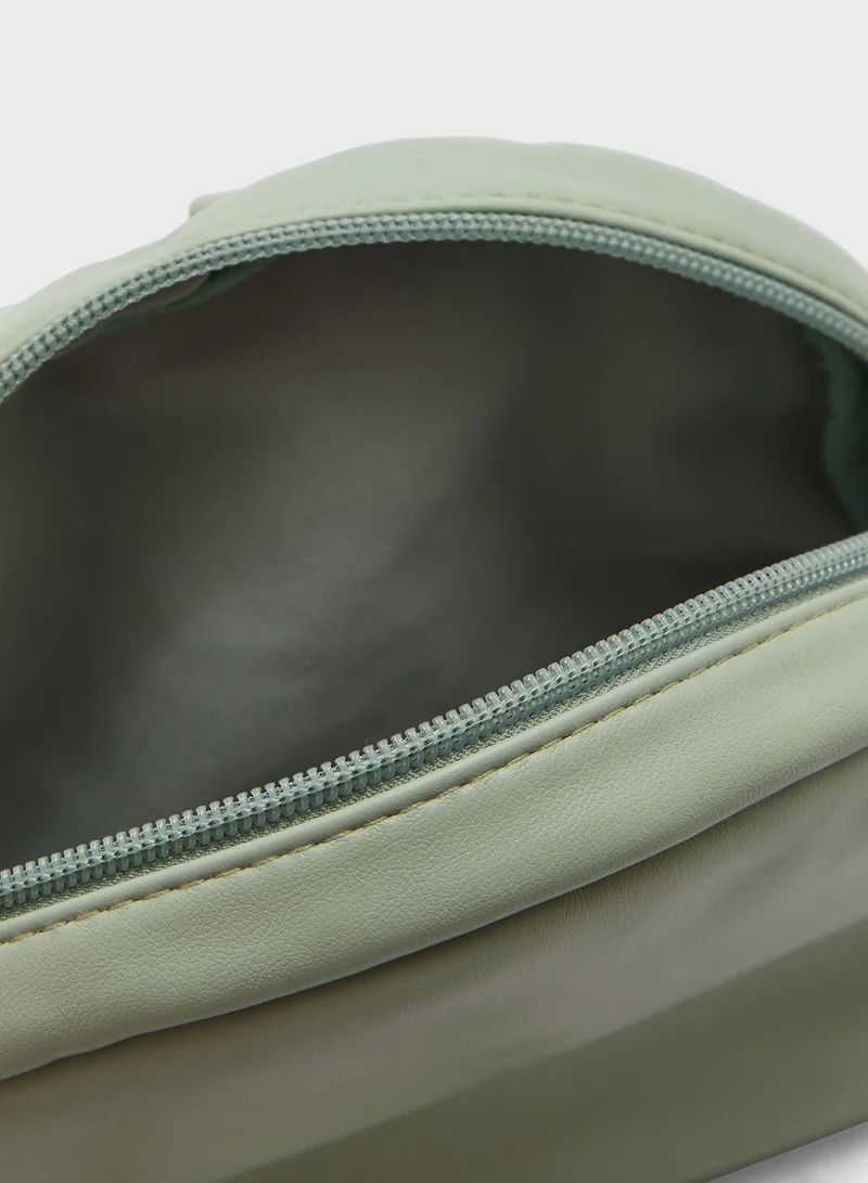 Ginger Ruched Half Circle Crossbody Bag