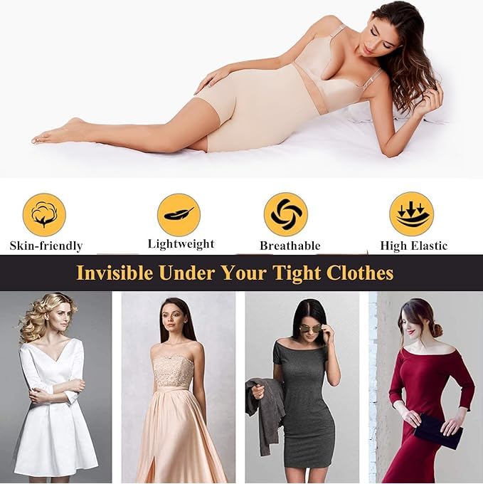 KROYWEN Shapewear Tummy Control Invisible Shaping High Waisted Body Shaper Shorts Under Dress (Fits Waist: 30 to 38 Inch) (Skin, Free Size) - Image 4