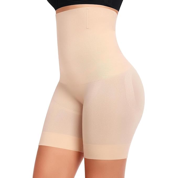 KROYWEN Shapewear Tummy Control Invisible Shaping High Waisted Body Shaper Shorts Under Dress (Fits Waist: 30 to 38 Inch) (Skin, Free Size) - Image 1
