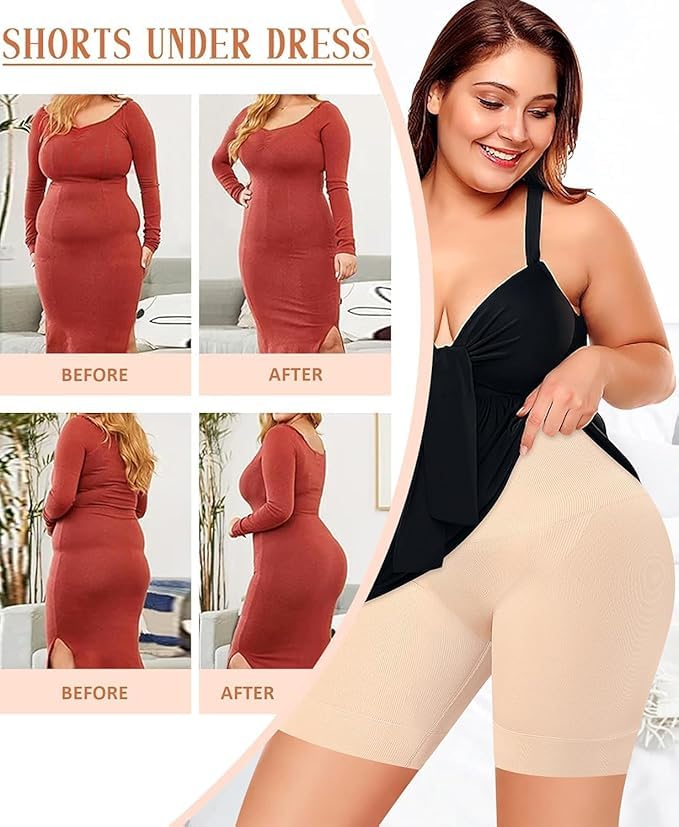 KROYWEN Shapewear Tummy Control Invisible Shaping High Waisted Body Shaper Shorts Under Dress (Fits Waist: 30 to 38 Inch) (Skin, Free Size) - Image 3