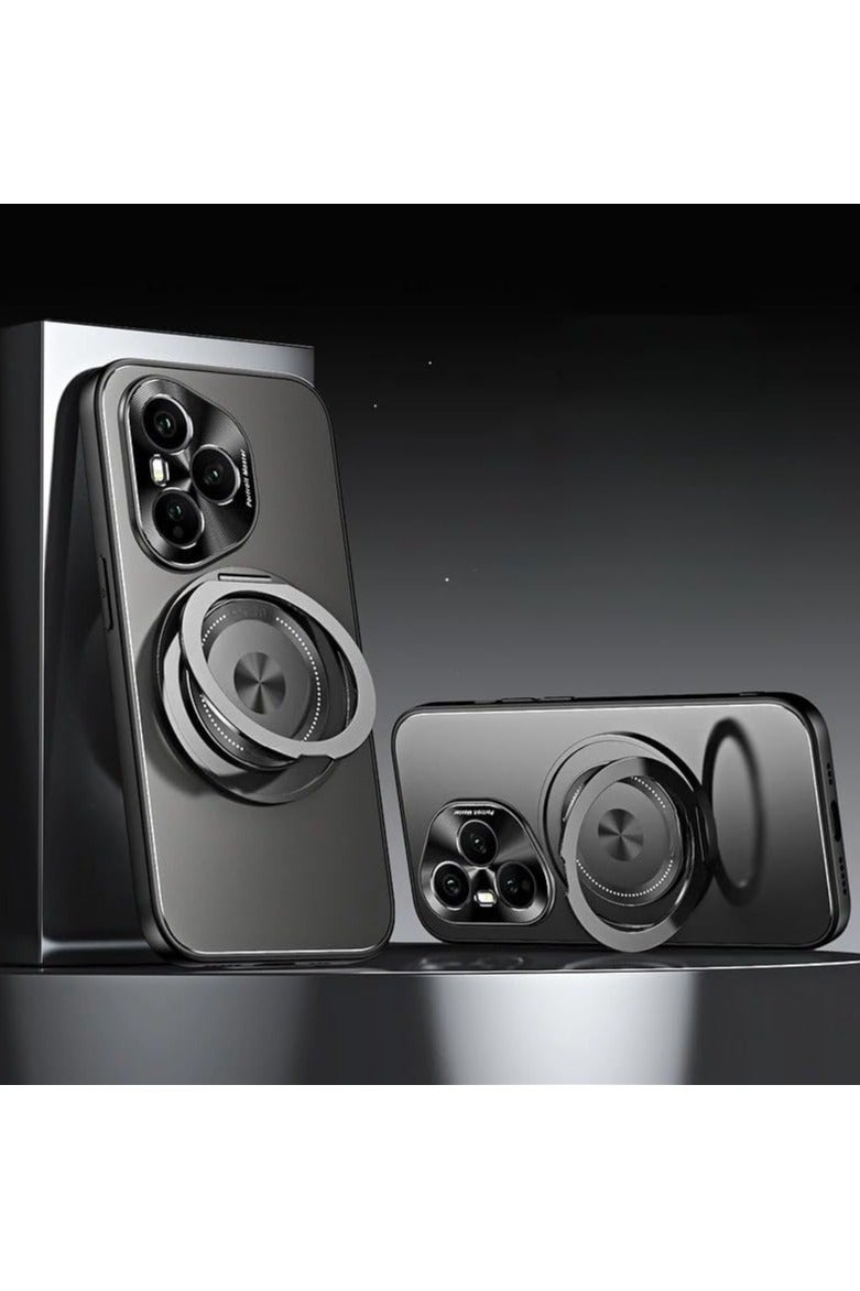 VKL Magnetic Case Compatible with Honor 400 Pro 5G, Built in Magnetic Coil, Anti Shock and Anti Fall Protective Cover with Rotating Bracket Cover for Honor 400 Pro (Black)