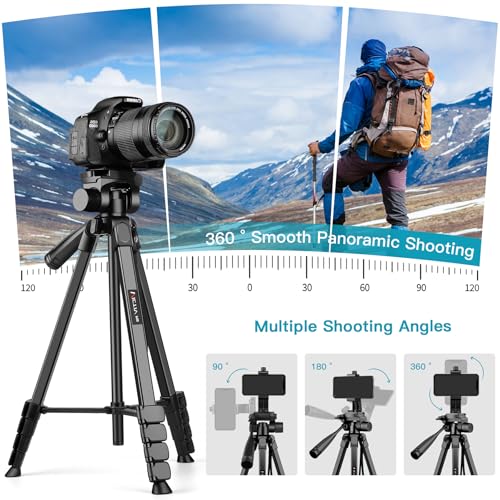 Victiv 70'' Tripod Stand for Phone, Mobile Stand Video Shoot, Lightweight Aluminium Alloy Tripod Mobile Holder with Bag, Camera Stand Compatible with iPhone Samsung Galaxy Xiaomi Vivo Canon - Image 3