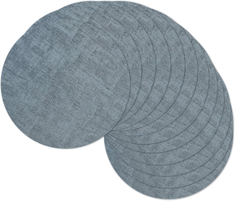 NCUE 13" Round Placemats Set of 12, Reversible Faux Leather Heat Resistant Table Mats, 100% Waterproof Oilproof Wipeable Table Protective Placemats for Vinyl, Washable for Indoor (12, Light Blue) - Image 1