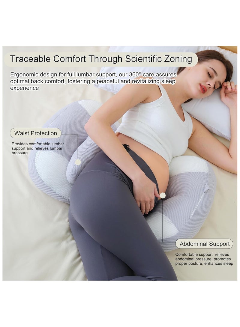 Pregnancy Pillow for Pregnant Women, Soft Pregnancy Body Pillow, Maternity Pillow Used to Support and Relieve Pain or discomfort in The Waist, Abdomen and Buttocks, Adjustable (Grey) - Image 2