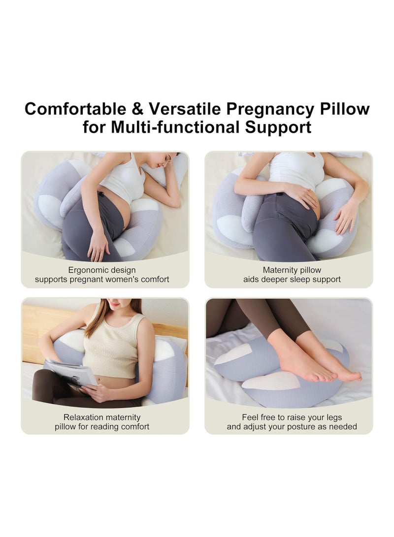 Pregnancy Pillow for Pregnant Women, Soft Pregnancy Body Pillow, Maternity Pillow Used to Support and Relieve Pain or discomfort in The Waist, Abdomen and Buttocks, Adjustable (Grey) - Image 4