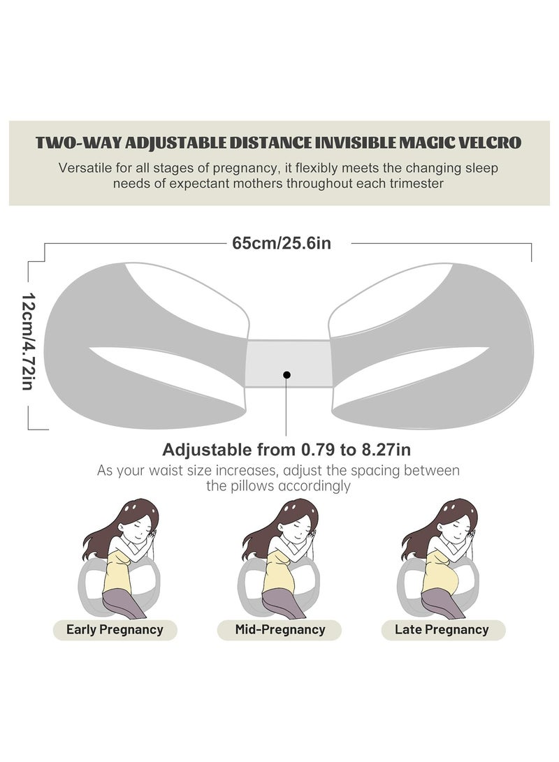 Pregnancy Pillow for Pregnant Women, Soft Pregnancy Body Pillow, Maternity Pillow Used to Support and Relieve Pain or discomfort in The Waist, Abdomen and Buttocks, Adjustable (Grey) - Image 5