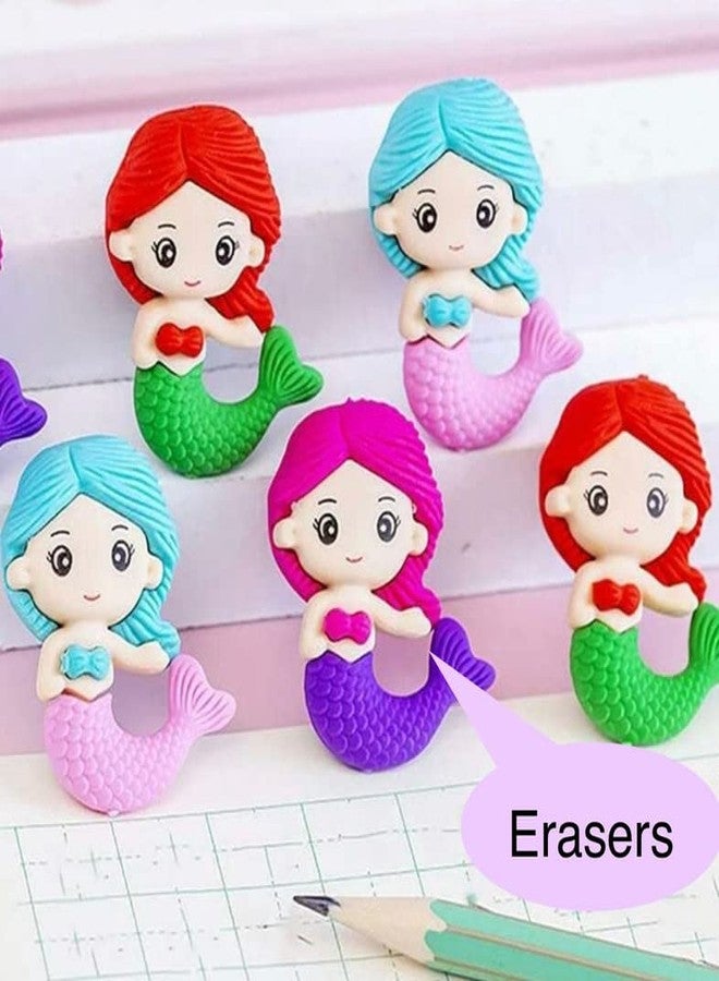 Le Delite Mermaid Theme Party Return Gifts for Kids Girls/Combo Pack of 5 Items I Princess Fish Carry Bag,Diary with School Stationary Pencil, Eraser & Keychain (Mermaid Full Combo (5 Piece)) - Image 4