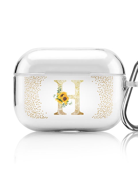 Classic Clear printed Case for Apple AirPods Pro 2nd Generation Thin Transparent Cover - Custom Monogram Initial Letter Mandala Floral Pattern Alphabet - H (Clear )