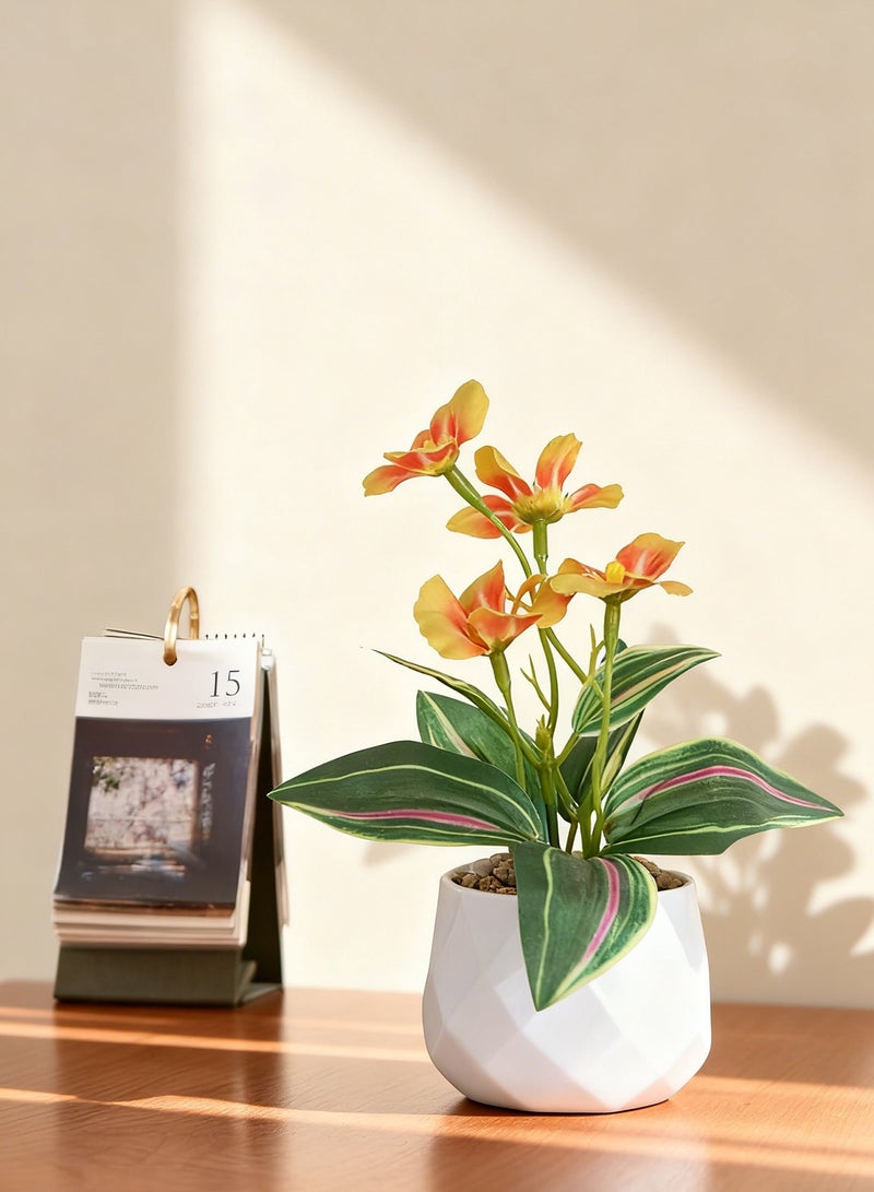 Splendors 4 Pieces Mini Artificial Plants Set Artificial Flower Home Decoration Small Fake Plants for Desk Office Home Bathroom Kitchen Bedroom Faux Plants Fake Flower in Pots Gift - Image 3