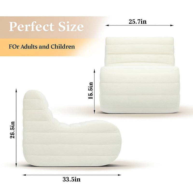 KKdema Bean Bag Chair, Fireside Bean Bags Lazy Sofa Sack, Big Beanbag Chair Floor Couch, Memory Foam Lounge Chair for Bedroom, Living Room, Office and Home, White - Image 2