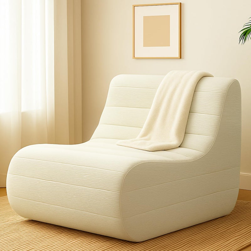 KKdema Bean Bag Chair, Fireside Bean Bags Lazy Sofa Sack, Big Beanbag Chair Floor Couch, Memory Foam Lounge Chair for Bedroom, Living Room, Office and Home, White - Image 1