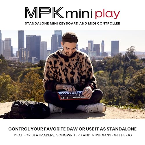 Akai Professional AKAI MPK Mini Play MK3: 25-Key Gen-2 Dynamic Keyboard Controller with 8 MPC Drum Pads, 4 Assignable Knobs, Joystick, 100+ Internal Sounds, OLED Display, USB Connectivity, Integrated Speaker - Image 2