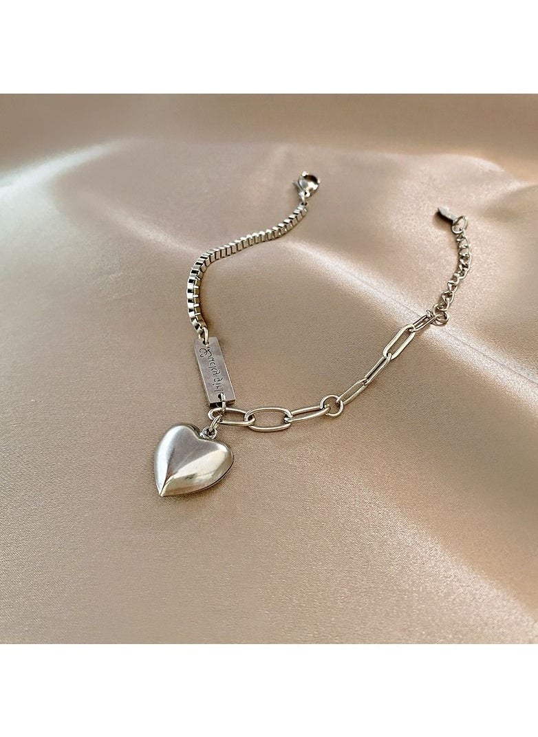 Satinior - Titanium steel love letter bracelet style niche design cold style - Image 1