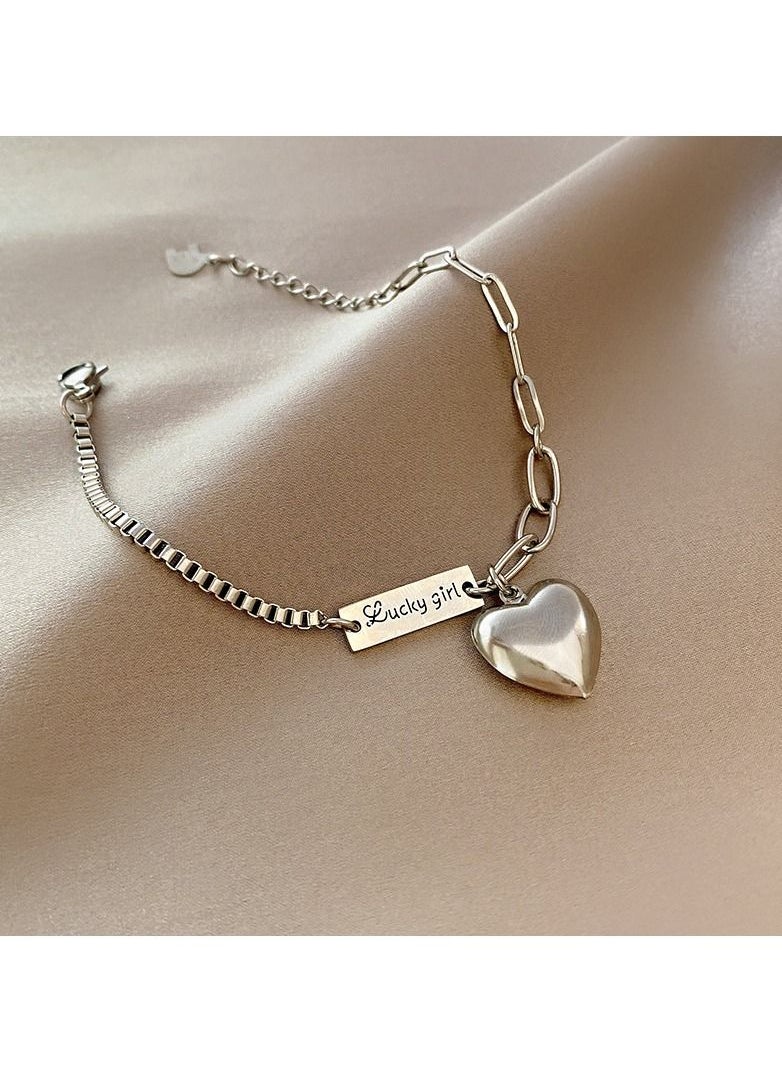 Satinior - Titanium steel love letter bracelet style niche design cold style - Image 1