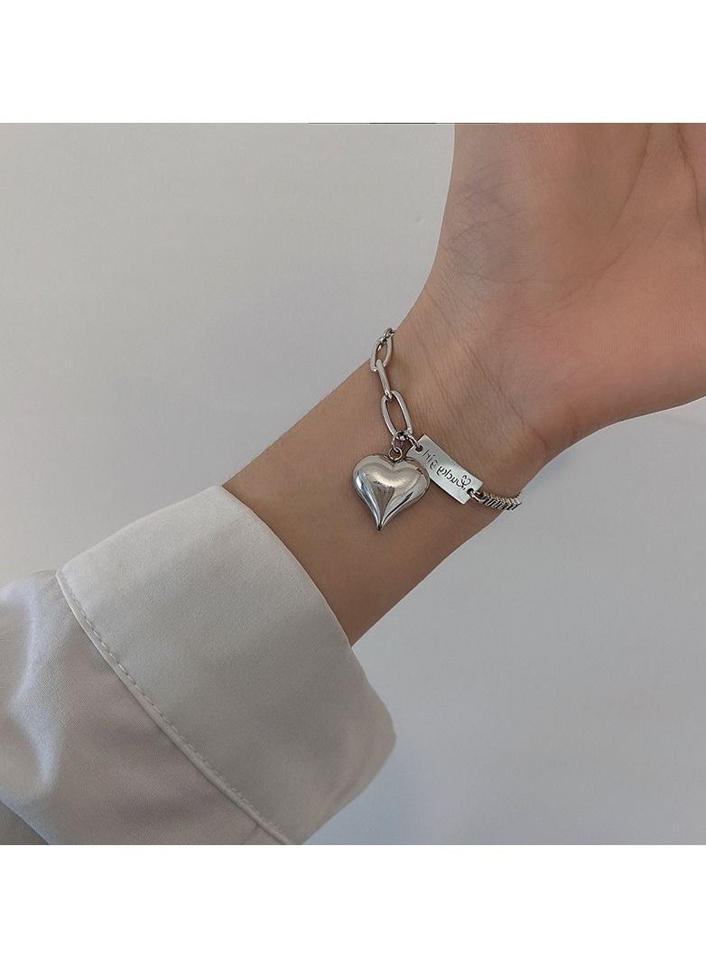Satinior - Titanium steel love letter bracelet style niche design cold style - Image 1