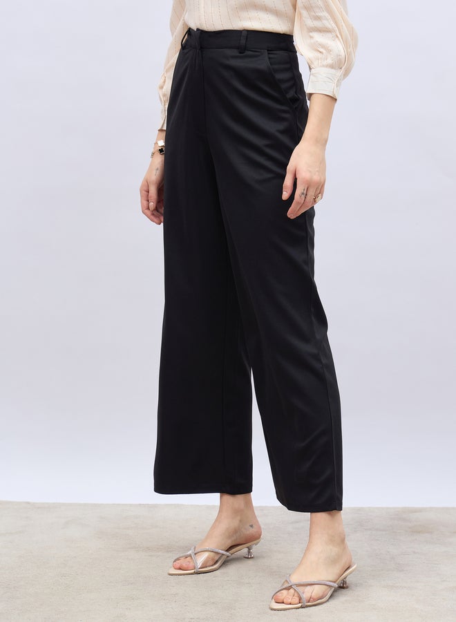 Styli High Rise Twill Wide Leg Trousers - Image 3