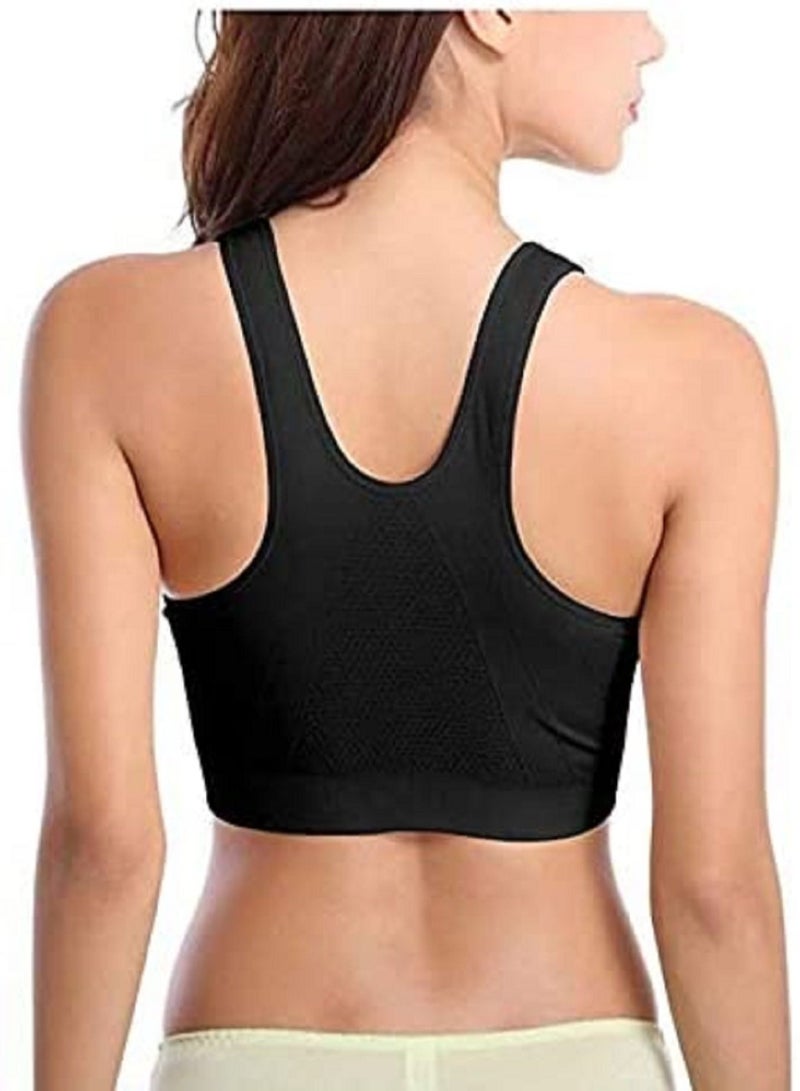 NIBEMINENT Women's Zip Front Sports Bra Active Yoga Girl Sports Bras, Wirefree Lightweight Comfort Bra with Adjustable Strap  - Image 3
