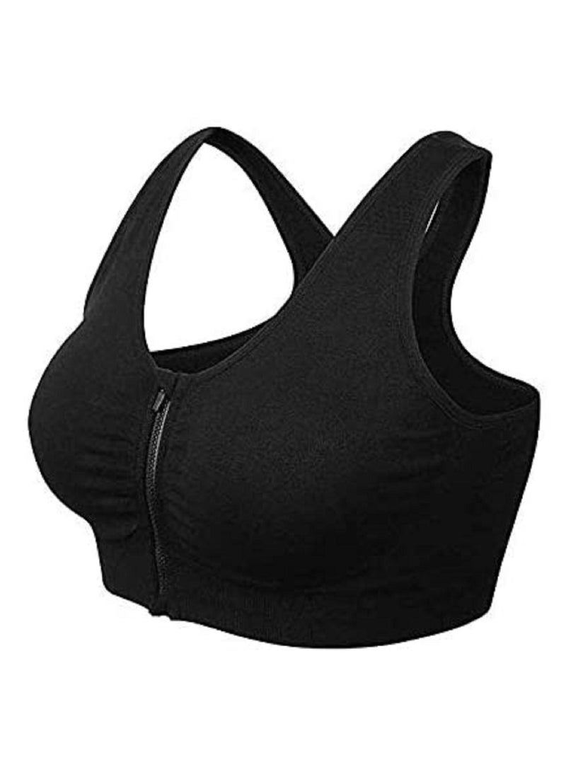 NIBEMINENT Women's Zip Front Sports Bra Active Yoga Girl Sports Bras, Wirefree Lightweight Comfort Bra with Adjustable Strap  - Image 1