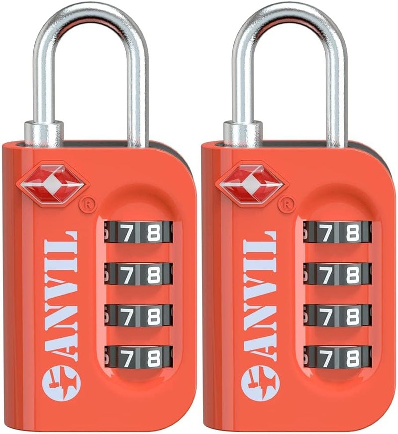 Anvil قفل أمتعة معتمد من TSA - 4 أرقام، 10,000 تركيبة، نافذة كلمة مرور سهلة القراءة، قفل سفر للحقائب، حقائب الظهر، خزائن الصالة الرياضية والطلاب، الأمتعة - Image 1