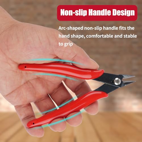 Opvixi 5 Pack Micro Wire Cutters, 5 Inches Flush Cutters Pliers, Diagonal Side Cutters Nippers, Zip Tie Sprue Cutter for Electronics, Plastic Models, Jewelry (Red) - Image 4