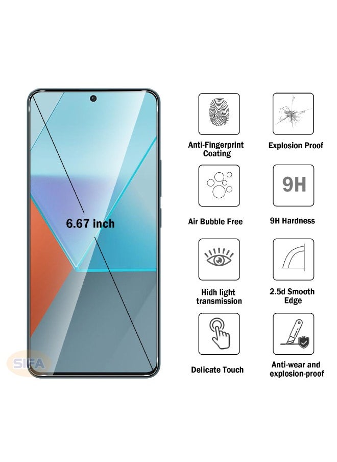 Screen Protector for Redmi Note 13 Pro 5G / Xiaomi POCO X6 5G, 3D Tempered Glass Film, 9H Hardness, Touch Sensitive, Anti-Fingerprint, Anti-Scratch, Bubble-Free, HD Screen Protector（Boxed, 2-Pack)  - Image 2
