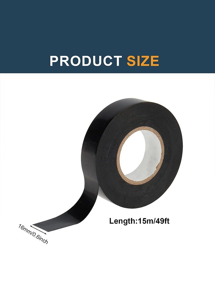 مستر سمارت شريط عزل كهربائي من Mr Smart، شريط كهربائي مقاوم للماء وعالي الحرارة، 0.62 بوصة × 49 قدمًا، عبوة من 10 قطع، أسود - Image 2