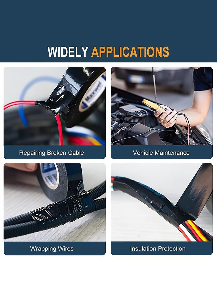 مستر سمارت شريط عزل كهربائي من Mr Smart، شريط كهربائي مقاوم للماء وعالي الحرارة، 0.62 بوصة × 49 قدمًا، عبوة من 10 قطع، أسود - Image 4