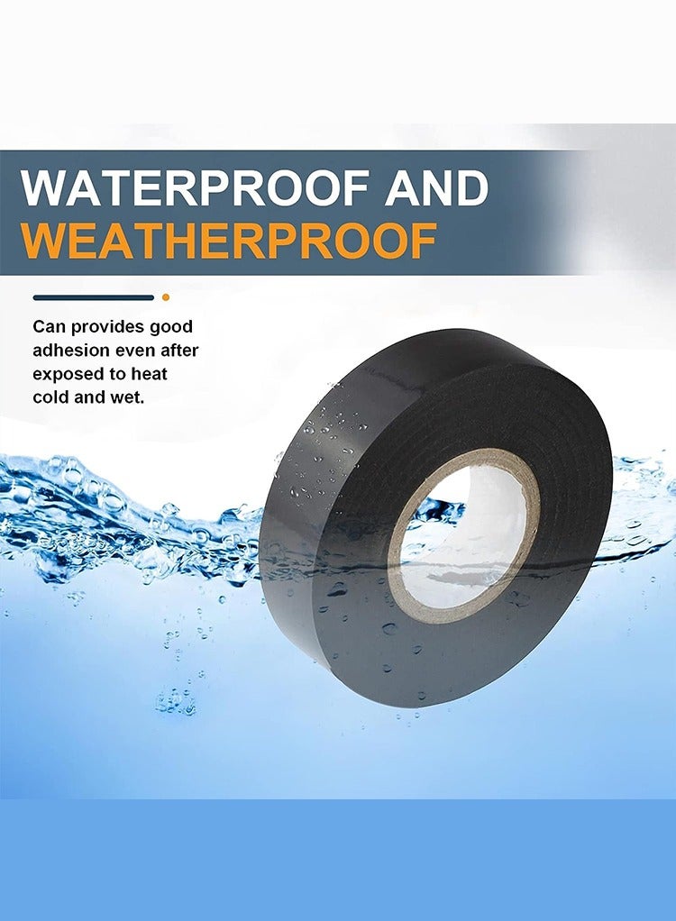 مستر سمارت شريط عزل كهربائي من Mr Smart، شريط كهربائي مقاوم للماء وعالي الحرارة، 0.62 بوصة × 49 قدمًا، عبوة من 10 قطع، أسود - Image 3