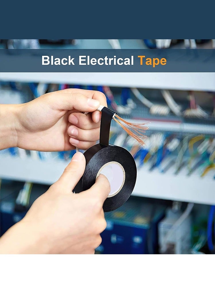 مستر سمارت شريط عزل كهربائي من Mr Smart، شريط كهربائي مقاوم للماء وعالي الحرارة، 0.62 بوصة × 49 قدمًا، عبوة من 10 قطع، أسود - Image 5