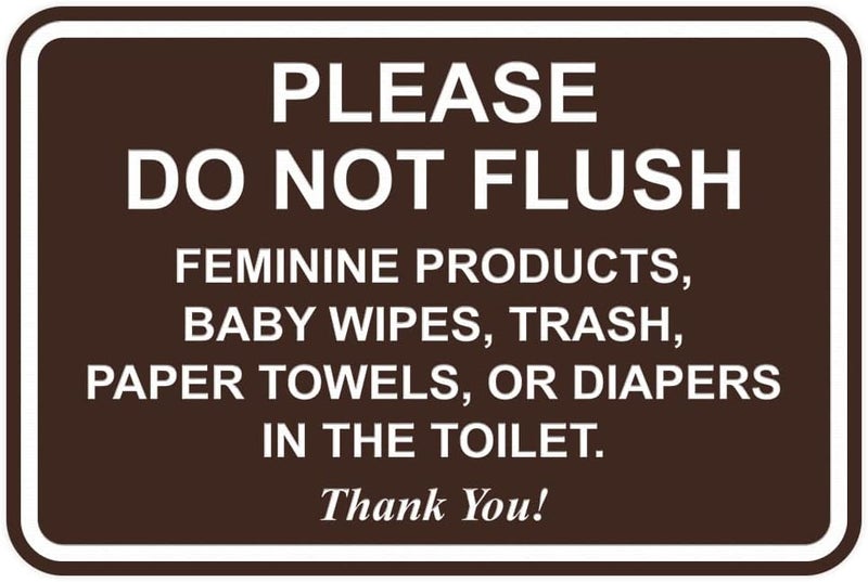 All Quality Classic Framed Please Do Not Flush Thank You Bathroom Etiquette Sign - 4" x 6" (Dark Brown) 1 Pack - Image 1