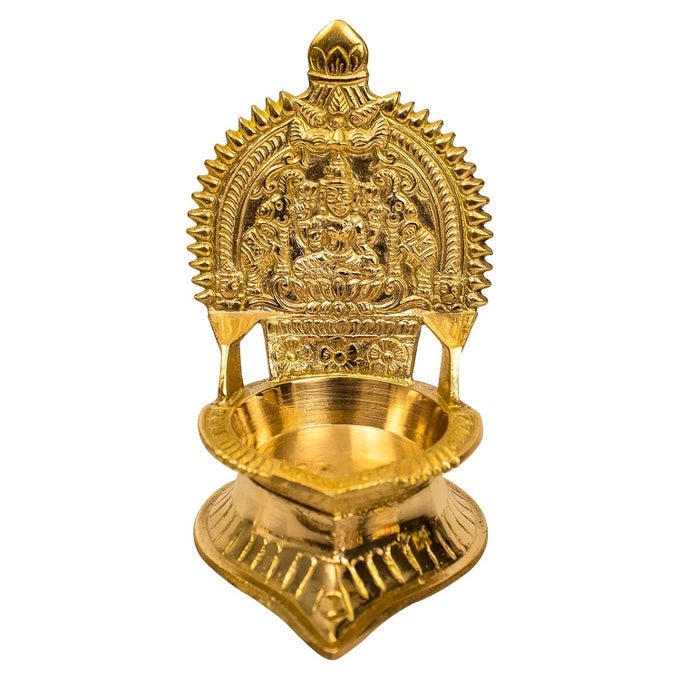 TRADITIONAL BRASS KAMACHI DIYA FOR PUJA DEEPAM OIL LAMP FOR HOME TEMPLE KAMATCHI DEVI MAA HINDU KAMATCHI AMMAN VILAKKU S