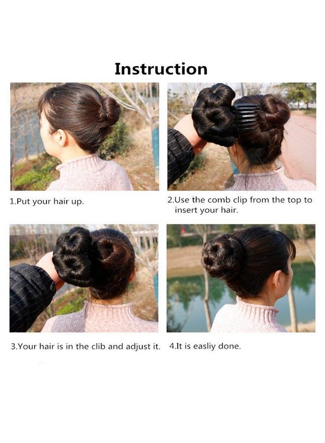 IndusBay Claw Hair Bun Easy Clip In Bun Extension Donut Claw Jaw Juda Hair Extension Black - Image 5