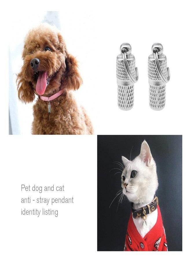 كريت آيديا ابتكر فكرة 8 قطع من بطاقات تعريف الحيوانات الأليفة المضادة للضياع، أطواق أسطوانية، ملصقات تعريفية تحمل الاسم والعنوان، قلادات، بطاقة شخصية للجراء والقطط الصغيرة، فضية اللون - Image 3