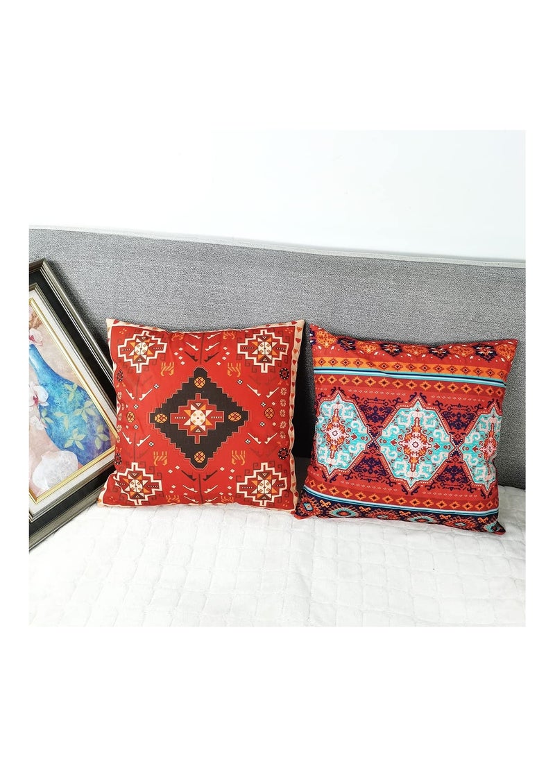 Y&D Cushion Covers, 4 Pcs 18x18 Inches Boho Red Outdoor Decorative Pillow Abstract Persian Carpet Pattern, Novel Pattern for Sofa Couch Square Covers 45x45cm - Image 4