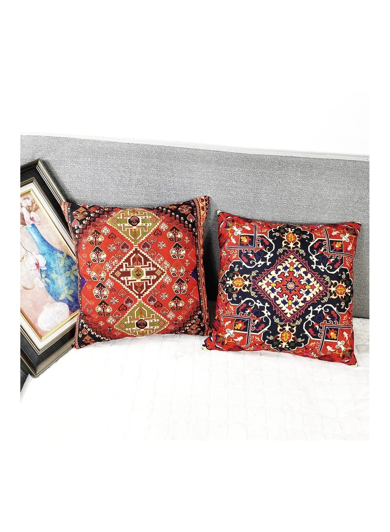 Y&D Cushion Covers, 4 Pcs 18x18 Inches Boho Red Outdoor Decorative Pillow Abstract Persian Carpet Pattern, Novel Pattern for Sofa Couch Square Covers 45x45cm - Image 5