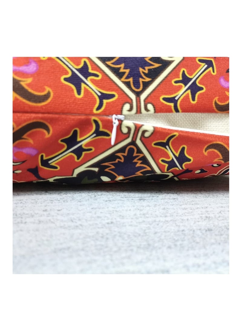 Y&D Cushion Covers, 4 Pcs 18x18 Inches Boho Red Outdoor Decorative Pillow Abstract Persian Carpet Pattern, Novel Pattern for Sofa Couch Square Covers 45x45cm - Image 2