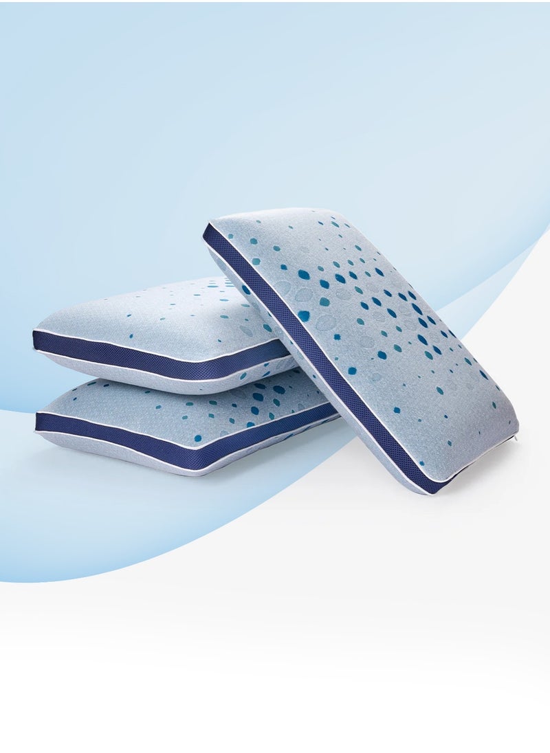 Sleepwell Latex Plus Regular Pillow - Elite Latex Plus For Comfort And Support Pamper Your Head And Neck - Knitted Fabric., Blue, Pack of 1  - Image 1
