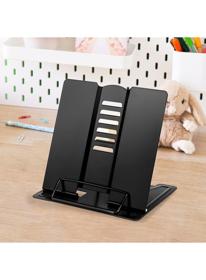 Honagu Metal Desk Book Stand, Adjustable Book Holder, Hands-Free for Reading, Document Holder, Cookbook Stand, Small Bookstands for Music Books, Textbooks, Recipe, Tablet, iPad (Black) - Image 1